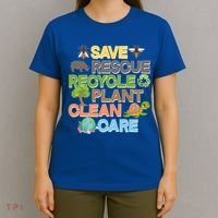 Save Rescue Recycle Plant Clean Care Earth Day T-Shirt thumb 4