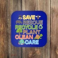 Save Rescue Recycle Plant Clean Care Earth Day Coaster thumb 0