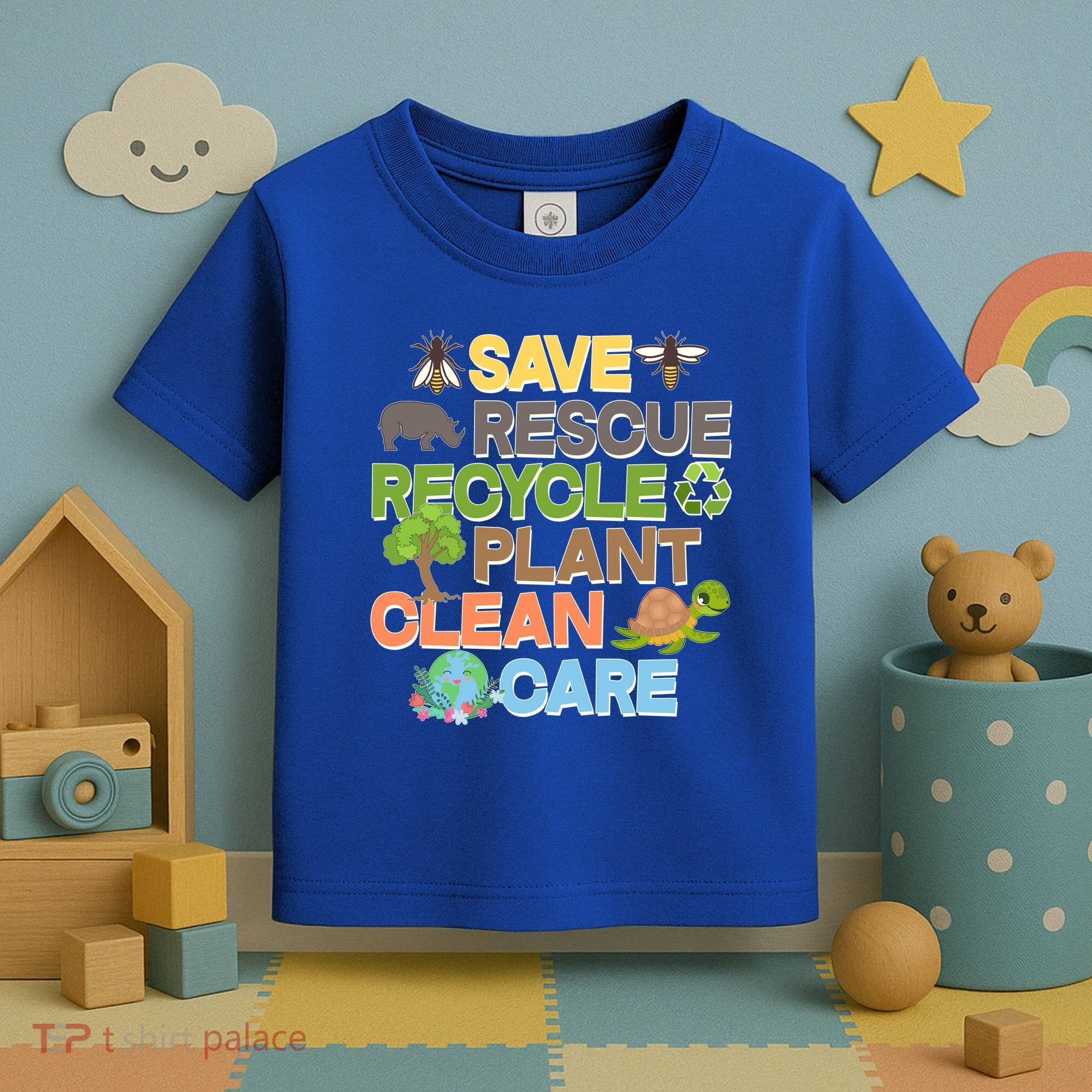 Save Rescue Recycle Plant Clean Care Earth Day Toddler T-Shirt