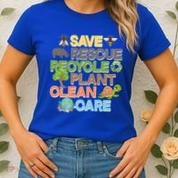 Save Rescue Recycle Plant Clean Care Earth Day Women's T-Shirt thumb 2
