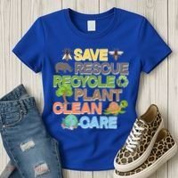 Save Rescue Recycle Plant Clean Care Earth Day Women's T-Shirt thumb 3