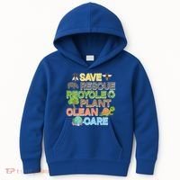 Save Rescue Recycle Plant Clean Care Earth Day Kids Hoodie thumb 0