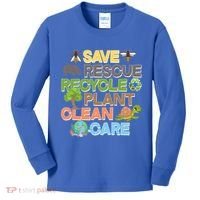 Save Rescue Recycle Plant Clean Care Earth Day Kids Long Sleeve Shirt thumb 0