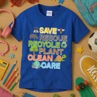 Save Rescue Recycle Plant Clean Care Earth Day Kids T-Shirt thumb 3