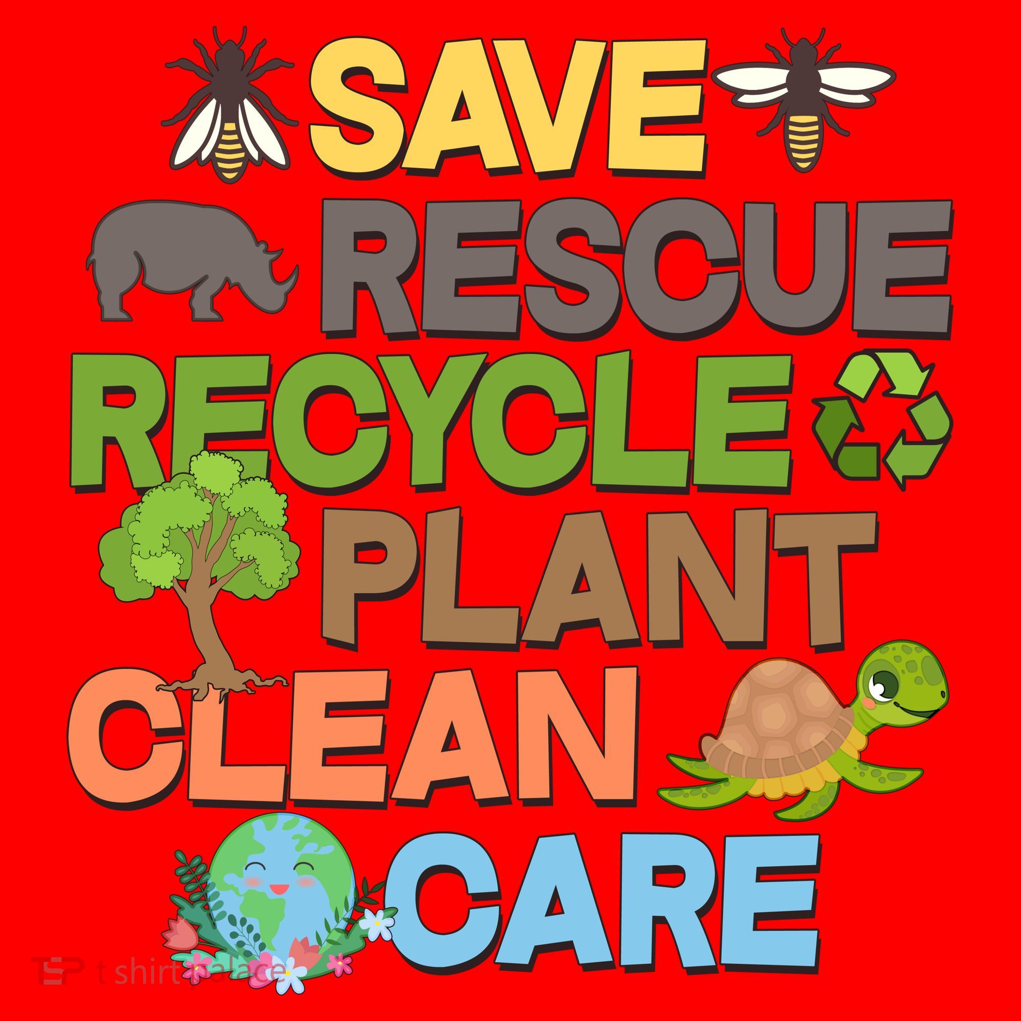 Save Rescue Recycle Plant Clean Care Earth Day Santa Hat