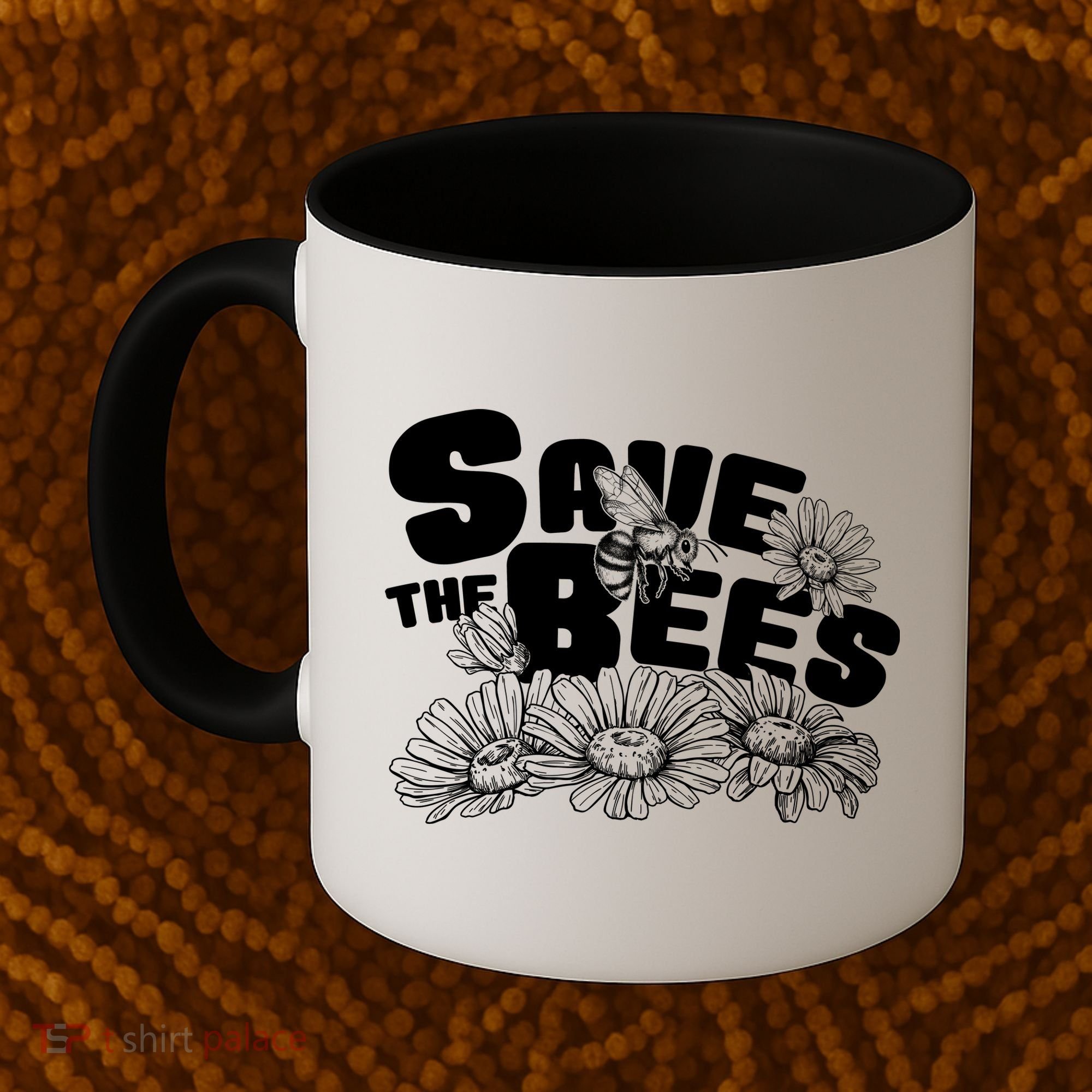 Save The Bees Floral Coffee Mug