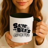 Save The Bees Floral Coffee Mug thumb 3
