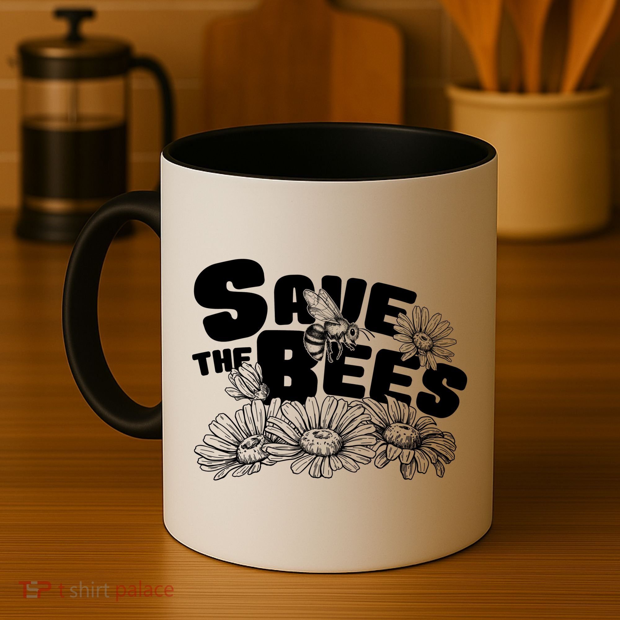 Save The Bees Floral Coffee Mug