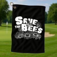 Save The Bees Floral Golf Towel thumb 1