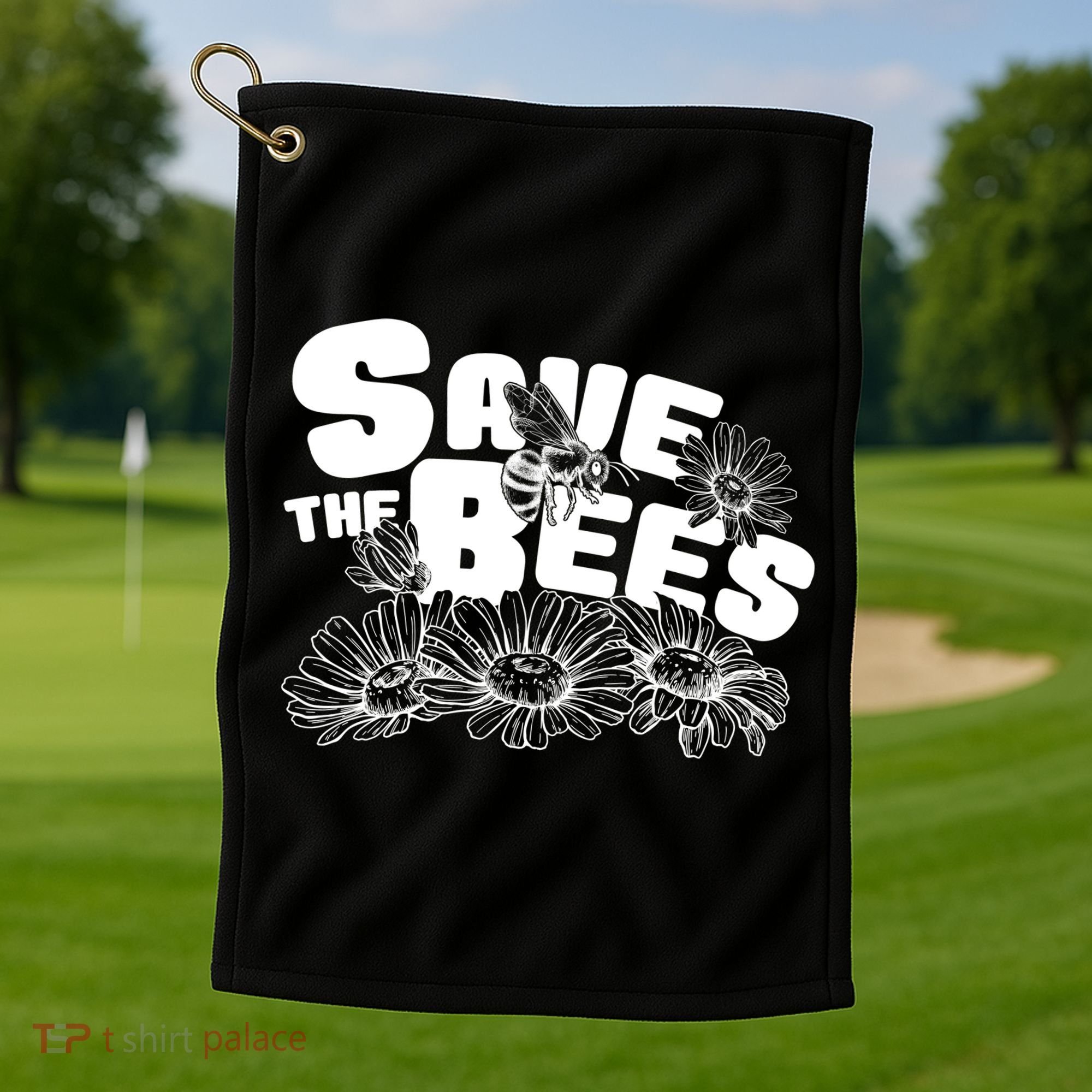 Save The Bees Floral Golf Towel