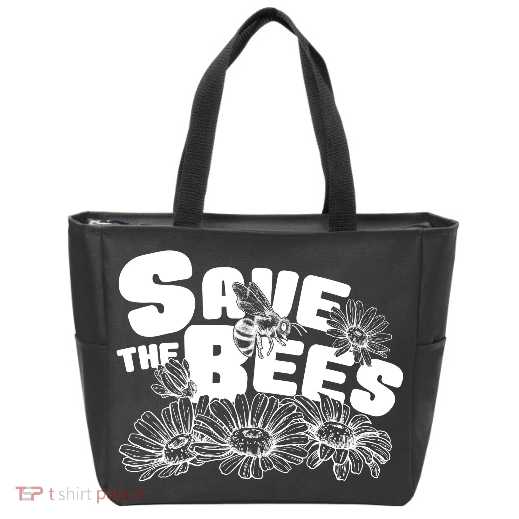 Save The Bees Floral Tote Bag