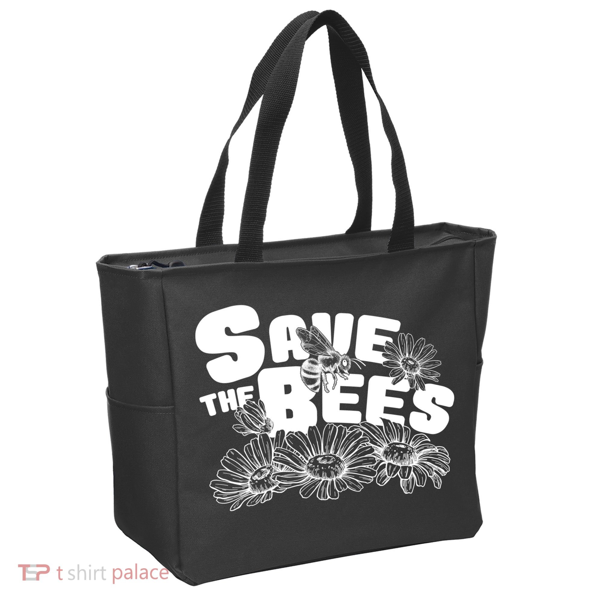 Save The Bees Floral Tote Bag