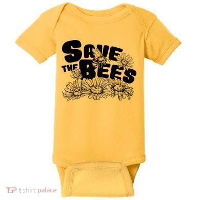 Save The Bees Floral Baby Bodysuit