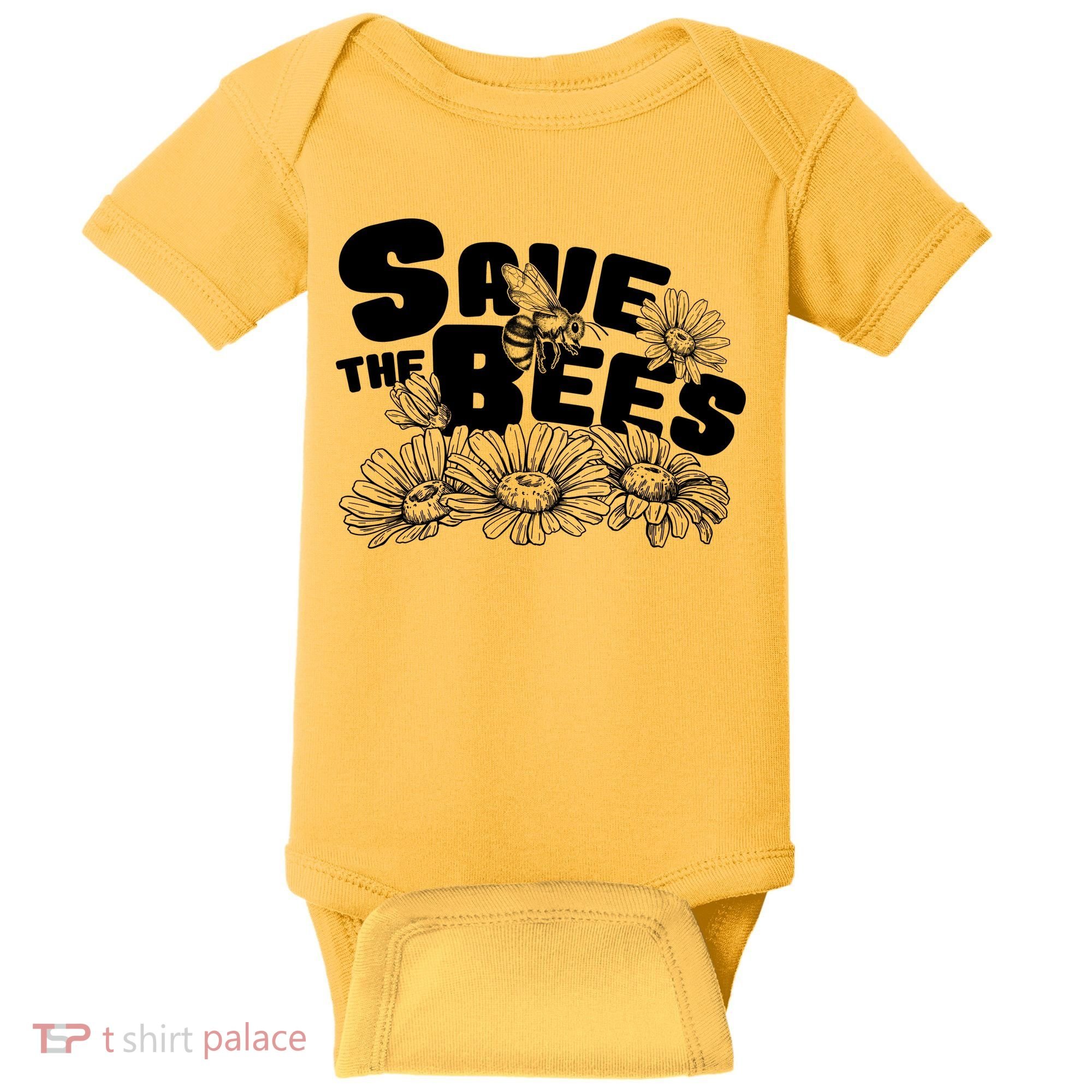 Save The Bees Floral Baby Bodysuit