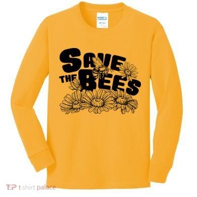 Save The Bees Floral Kids Long Sleeve Shirt