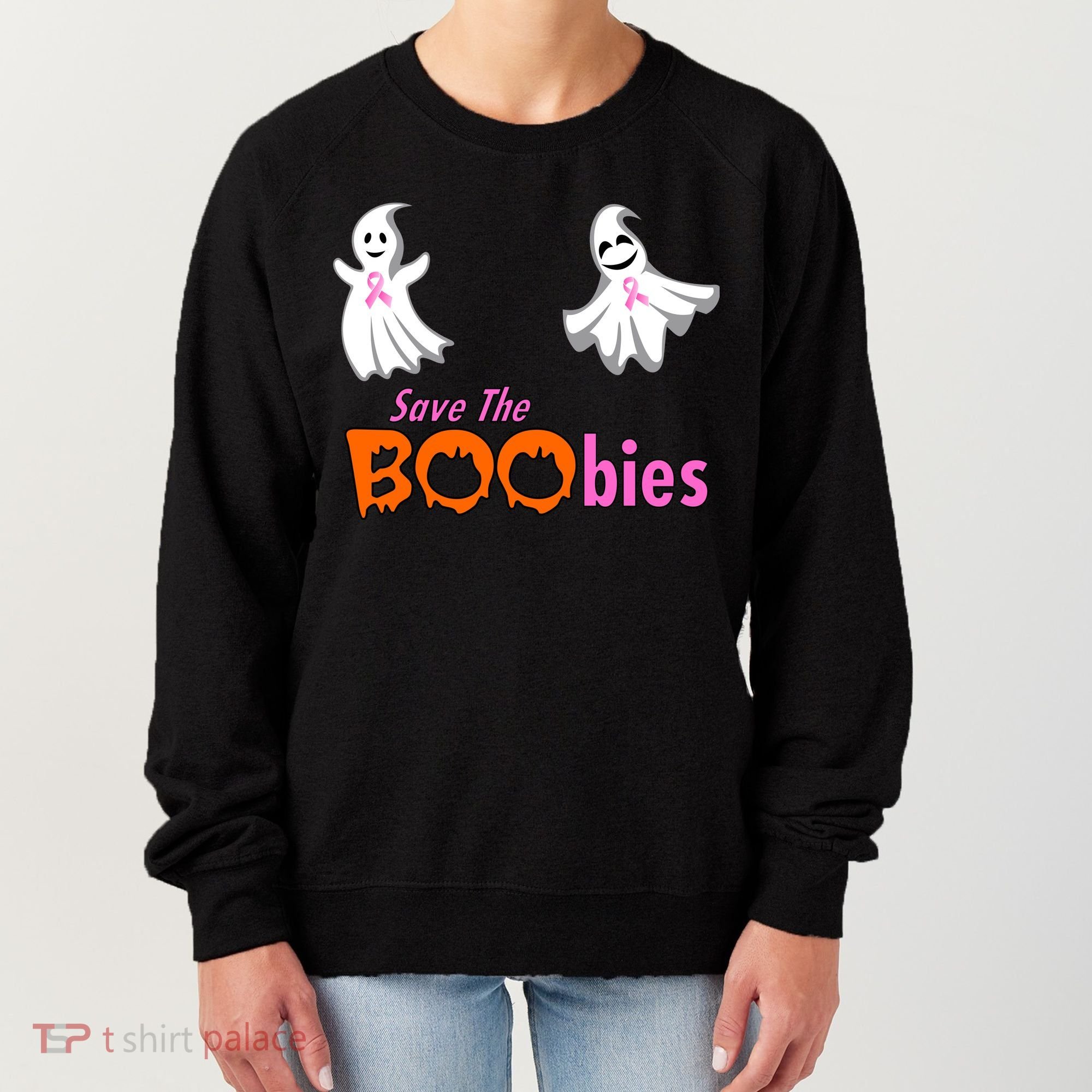 Save The Boobies Halloween Ghost Women's Sweatshirt
