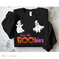 Save The Boobies Halloween Ghost Sweatshirt thumb 2