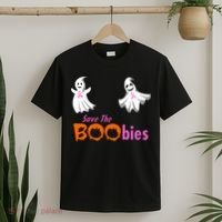 Save The Boobies Halloween Ghost T-Shirt thumb 2