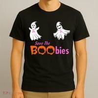 Save The Boobies Halloween Ghost T-Shirt thumb 3