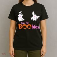 Save The Boobies Halloween Ghost T-Shirt thumb 4