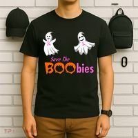 Save The Boobies Halloween Ghost T-Shirt thumb 6