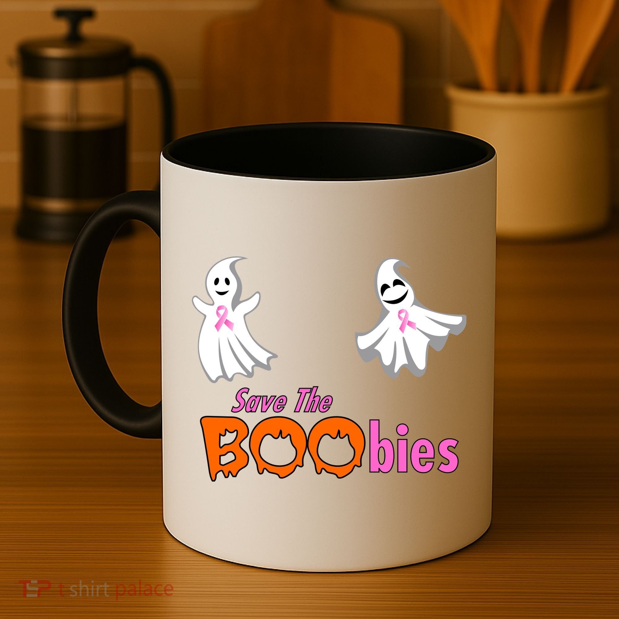 Save The Boobies Halloween Ghost Coffee Mug