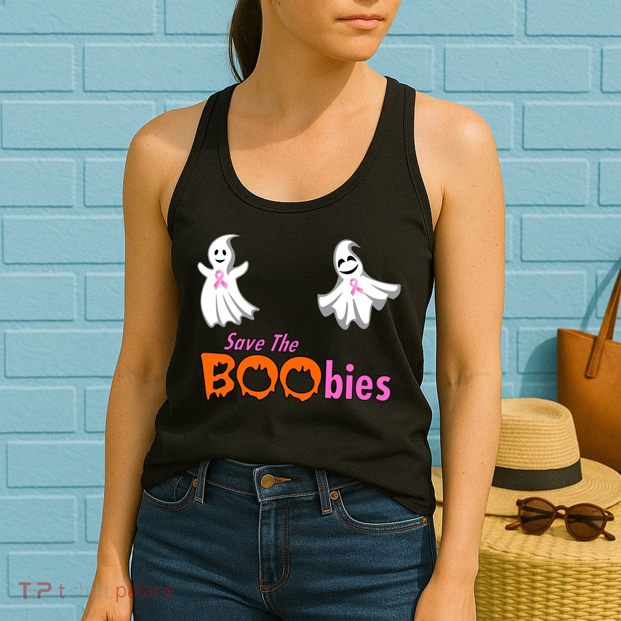 Save The Boobies Halloween Ghost Women's Tank Top