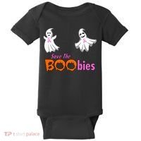 Save The Boobies Halloween Ghost Baby Bodysuit thumb 0