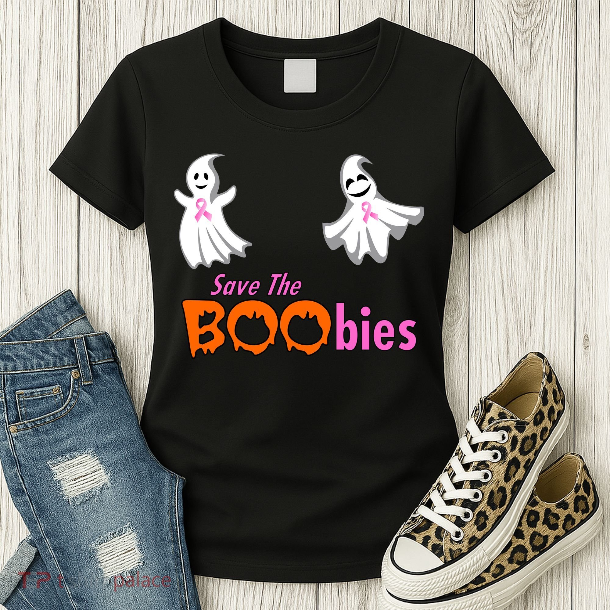 Save The Boobies Halloween Ghost Women's T-Shirt