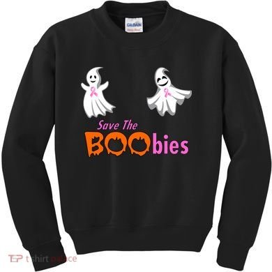 Save The Boobies Halloween Ghost Kids Sweatshirt