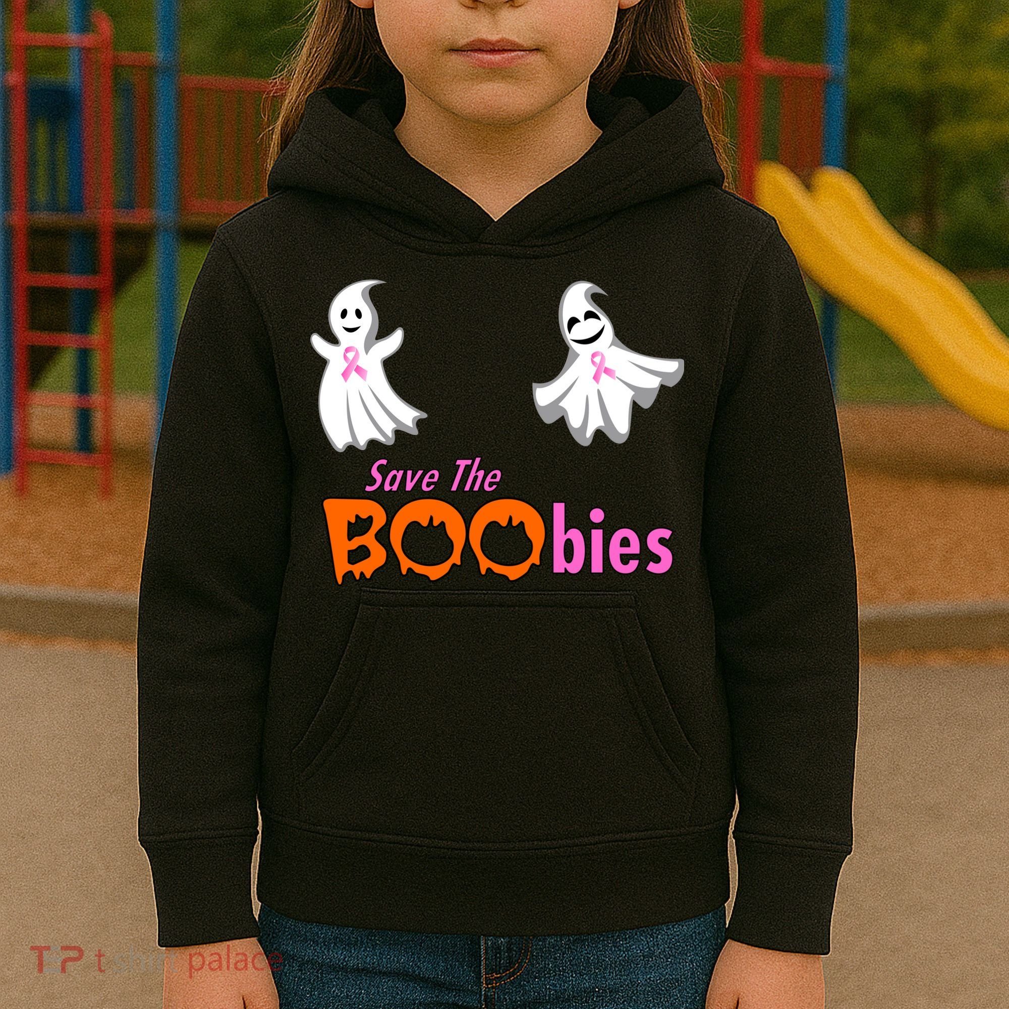 Save The Boobies Halloween Ghost Kids Hoodie
