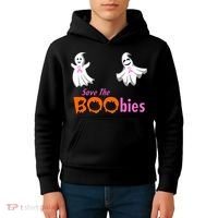 Save The Boobies Halloween Ghost Kids Hoodie thumb 4
