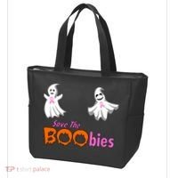 Save The Boobies Halloween Ghost Tote Bag thumb 3