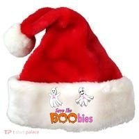 Save The Boobies Halloween Ghost Santa Hat thumb 0