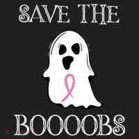 Save The Boooobs Breast Cancer Halloween Ghost Women's Sweatshirt thumb 2