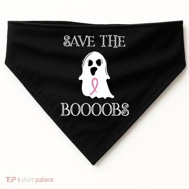 Save The Boooobs Breast Cancer Halloween Ghost USA-Made Doggie Bandana