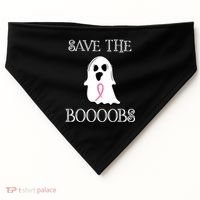 Save The Boooobs Breast Cancer Halloween Ghost USA-Made Doggie Bandana thumb 0