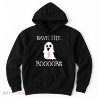 Save The Boooobs Breast Cancer Halloween Ghost Hoodie thumb 0