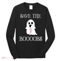 Save The Boooobs Breast Cancer Halloween Ghost Long Sleeve Shirt thumb 0