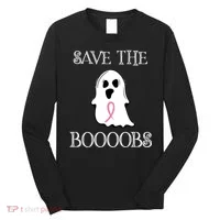 Save The Boooobs Breast Cancer Halloween Ghost Long Sleeve Shirt thumb 0