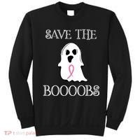 Save The Boooobs Breast Cancer Halloween Ghost Sweatshirt thumb 0