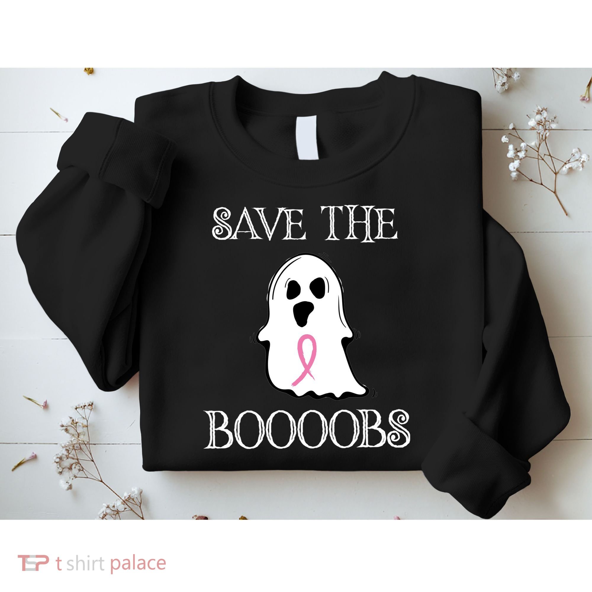 Save The Boooobs Breast Cancer Halloween Ghost Sweatshirt
