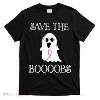 Save The Boooobs Breast Cancer Halloween Ghost T-Shirt thumb 0