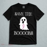Save The Boooobs Breast Cancer Halloween Ghost T-Shirt thumb 5