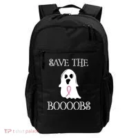 Save The Boooobs Breast Cancer Halloween Ghost Backpack thumb 0