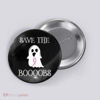 Save The Boooobs Breast Cancer Halloween Ghost Button thumb 0