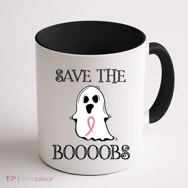 Save The Boooobs Breast Cancer Halloween Ghost Coffee Mug