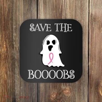Save The Boooobs Breast Cancer Halloween Ghost Coaster