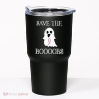 Save The Boooobs Breast Cancer Halloween Ghost Tumbler thumb 0