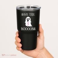 Save The Boooobs Breast Cancer Halloween Ghost Tumbler thumb 2